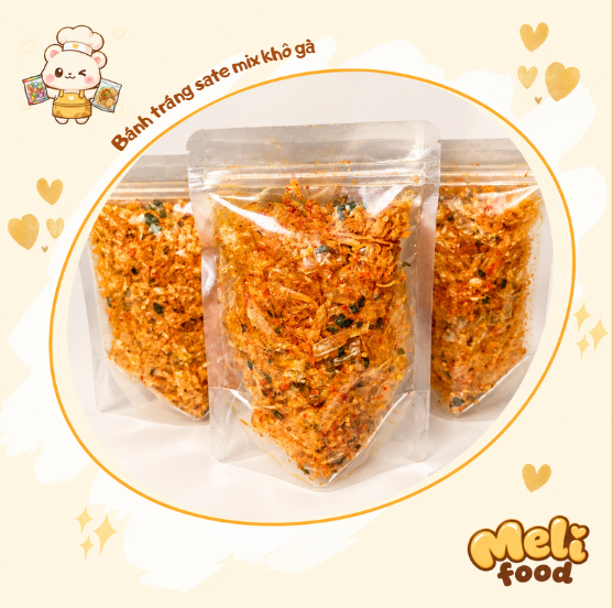 Bánh tráng sate mix khô gà